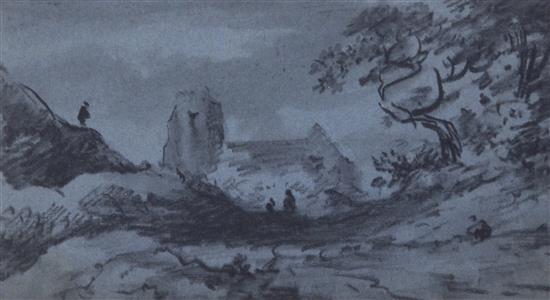 Doctor Thomas Monro (1759-1833) Castle in a landscape and other views, largest 7.25 x 9in.